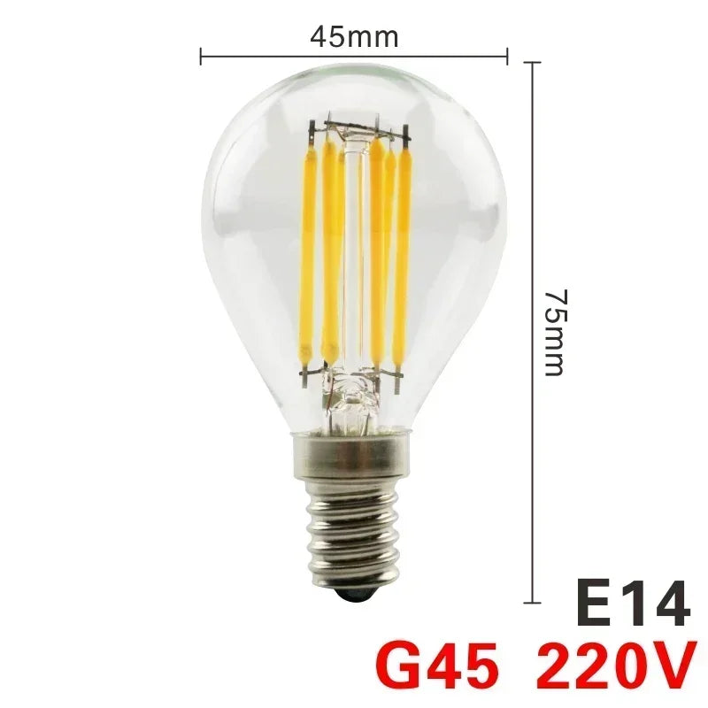 LED Retro Edison Bulb E14 E27 AC 220V 2W 4W 6W 8W Vintage Glass Lamp C35 G45 A60 ST64 G80 G95 G125 Led Filament Light Home Decor
