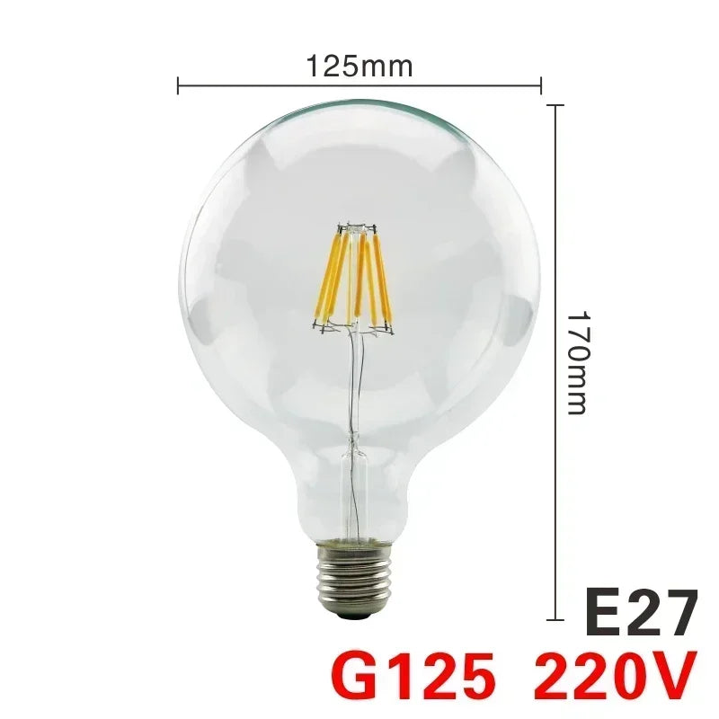 LED Retro Edison Bulb E14 E27 AC 220V 2W 4W 6W 8W Vintage Glass Lamp C35 G45 A60 ST64 G80 G95 G125 Led Filament Light Home Decor