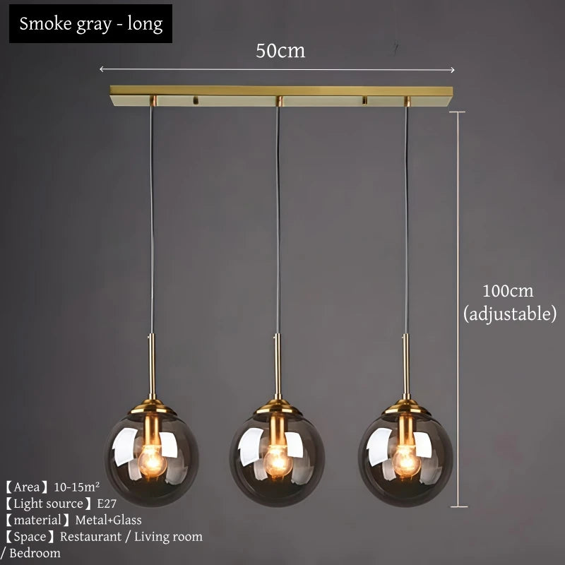 Modern Luxury Metal Chandelier Nordic Creative LED Glass Pendant Lamp Living Room Dining Room Bedside Simple Small Hanging Lamp