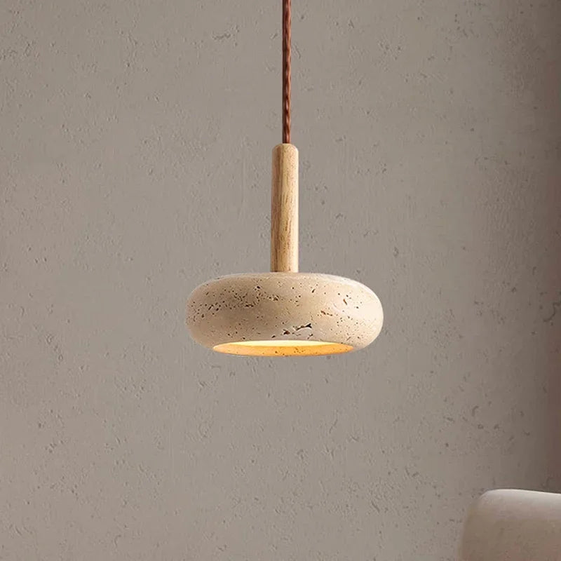 Pendant Lamps Wabi Sabi Circular Yellow Stone LED Droplight