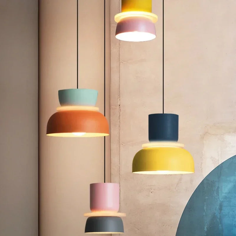Nordic Macaron Pendant Lamp Colourful Bar Living Dining Room Bedroom Hanging Lighting