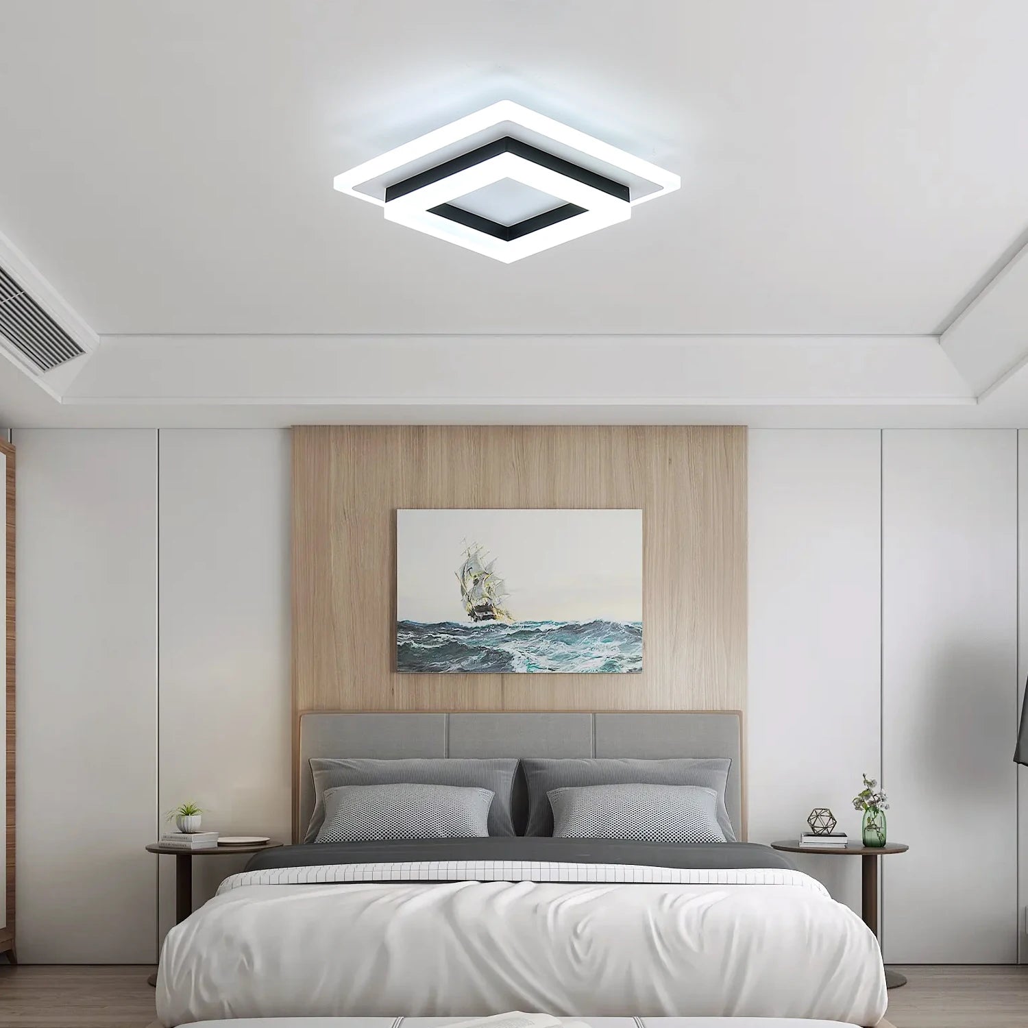 Modern LED Ceiling Light, Square Ceiling Lamp 30W, Acrylic Ceiling Light for Bathroom, Hallway, Bedroom, Cool White Light 6500K