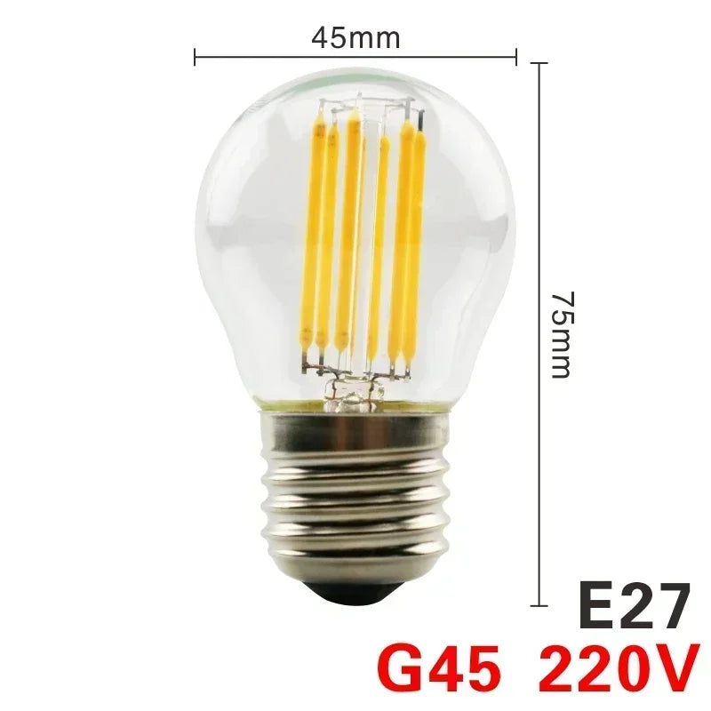 LED Retro Edison Bulb E14 E27 AC 220V 2W 4W 6W 8W Vintage Glass Lamp C35 G45 A60 ST64 G80 G95 G125 Led Filament Light Home Decor