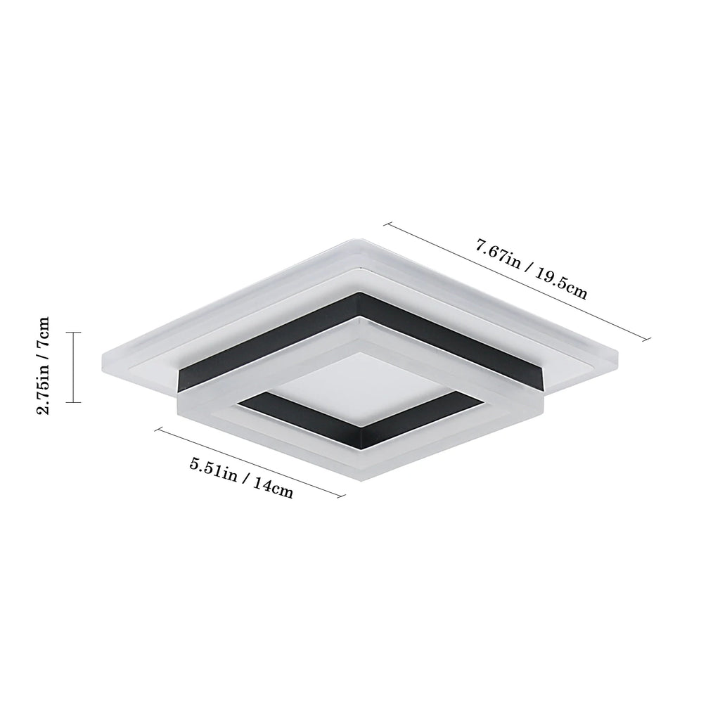 Modern LED Ceiling Light, Square Ceiling Lamp 30W, Acrylic Ceiling Light for Bathroom, Hallway, Bedroom, Cool White Light 6500K