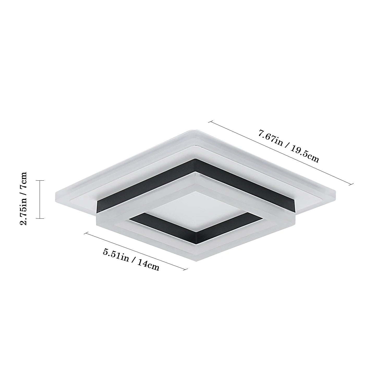 Modern LED Ceiling Light, Square Ceiling Lamp 30W, Acrylic Ceiling Light for Bathroom, Hallway, Bedroom, Cool White Light 6500K