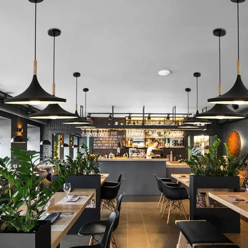 Nordic modern Aluminium Lampshade with Wood , living room dining table bedside decorative lighting Fixtures