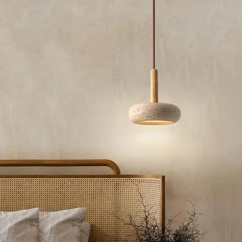 Pendant Lamps Wabi Sabi Circular Yellow Stone LED Droplight