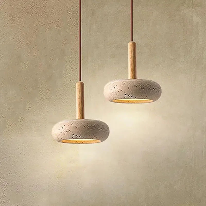 Pendant Lamps Wabi Sabi Circular Yellow Stone LED Droplight