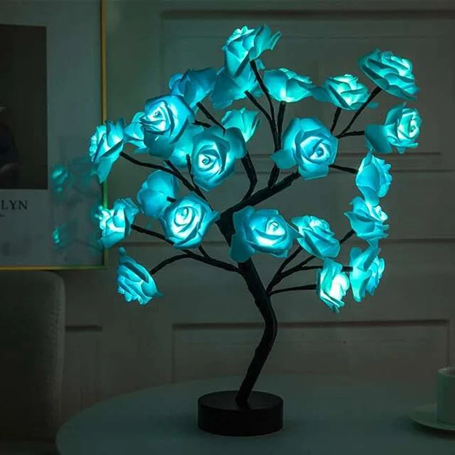 24 LED Rose Tree Lights USB Plug Table Lamp Fairy Flower Night Light