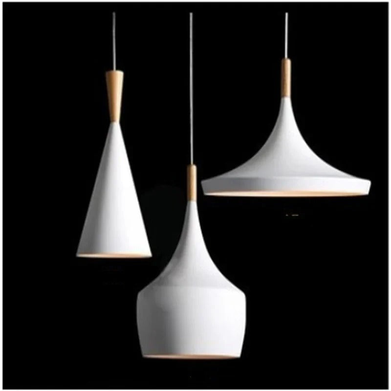 Nordic modern Aluminium Lampshade with Wood , living room dining table bedside decorative lighting Fixtures