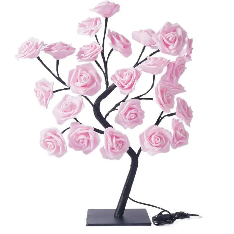 24 LED Rose Tree Lights USB Plug Table Lamp Fairy Flower Night Light